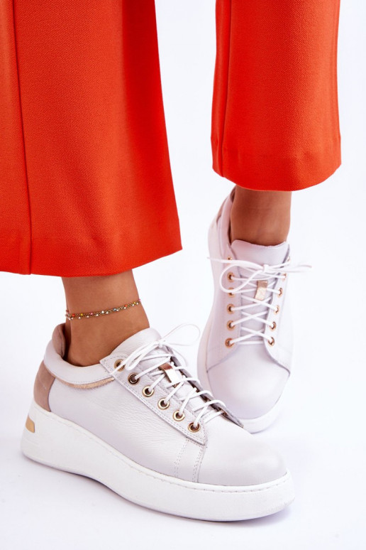 Femenino Piel zapatillas con una plataforma el color blanco Caressa Femenino Piel zapatillas con una plataforma el color blanco Caressa