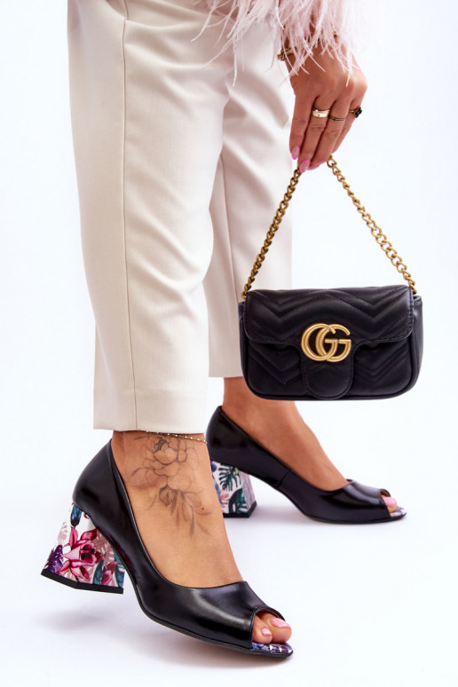 Piel Zapatos con tacones decorados LeAski Shoes 2608/K de color negro