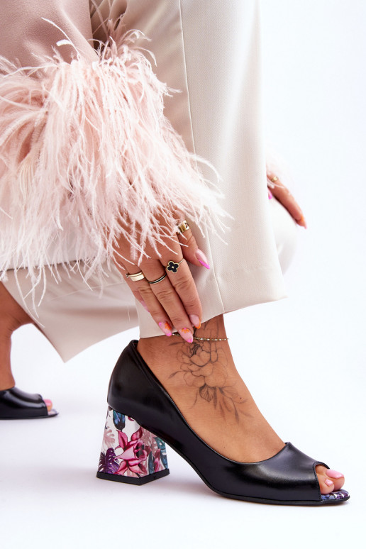 Piel Zapatos con tacones decorados LeAski Shoes 2608/K de color negro