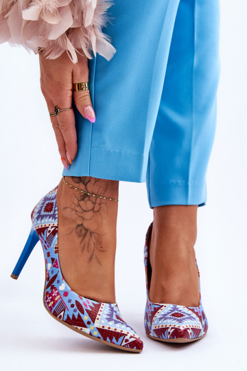 De moda Piel zapatos de tacón alto LeAski Shoes 2659 azul-color rojo