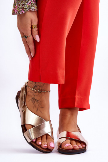 Zazoo 40141 Sandalias de mujer con sujetadores adhesivos color dorado