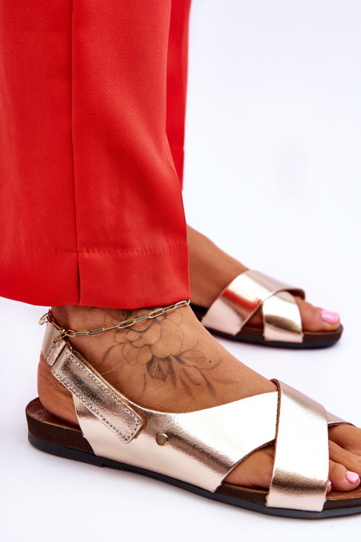 Zazoo 40141 Sandalias de mujer con sujetadores adhesivos color dorado