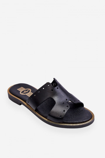 Zapatillas de mujer Zazoo 40326 con cortes decorativos color negro