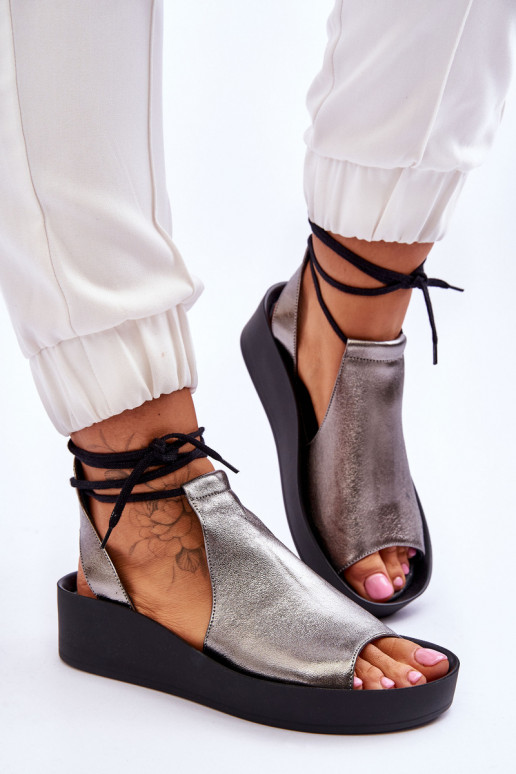 Piel Sandalias plataforma Nicole 2743/063 gris-de color negro Piel Sandalias plataforma Nicole 2743/063 gris-de color negro