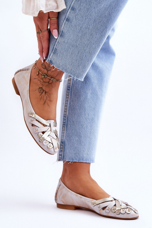 Femenino bailarinas Tiene queciejka 01358-22 beige-color dorado Femenino bailarinas Tiene queciejka 01358-22 beige-color dorado