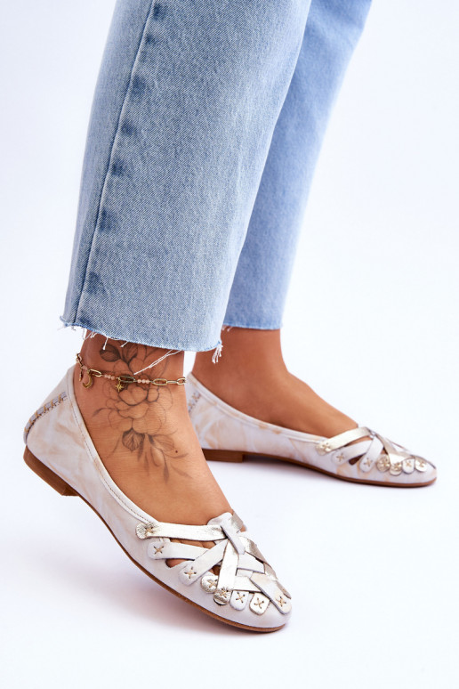 Femenino bailarinas Tiene queciejka 01358-22 beige-color dorado Femenino bailarinas Tiene queciejka 01358-22 beige-color dorado