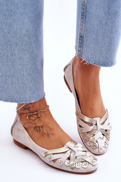 Femenino bailarinas Tiene queciejka 01358-22 beige-color dorado Femenino bailarinas Tiene queciejka 01358-22 beige-color dorado