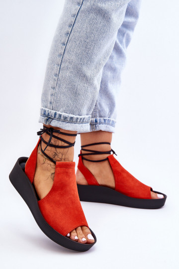 Sandalias de plataforma de ante Zazoo 2743 color naranja