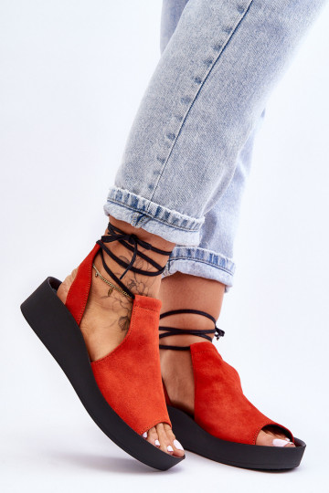 Sandalias de plataforma de ante Zazoo 2743 color naranja 2