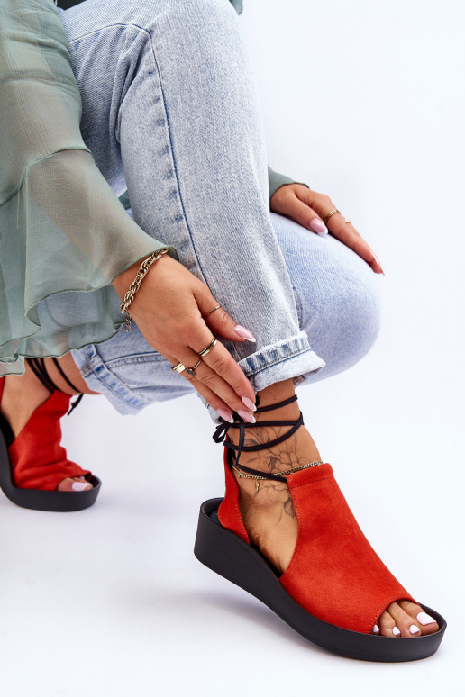 Sandalias plataforma ante Zazoo 2743 color naranja Sandalias plataforma ante Zazoo 2743 color naranja