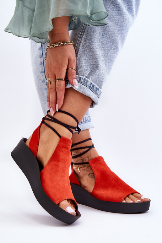 Sandalias plataforma ante Zazoo 2743 color naranja Sandalias plataforma ante Zazoo 2743 color naranja