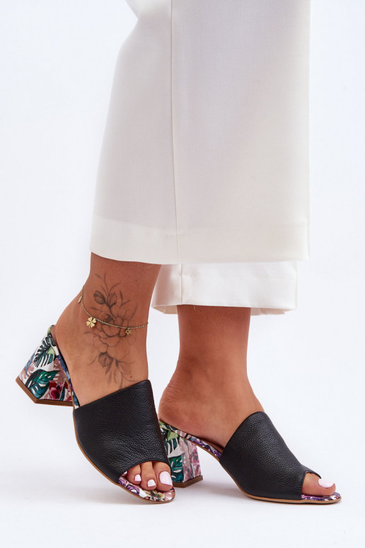 Femenino Zapatillas de cuero con tacones LeAski Shoes 3209/K de color negro Femenino Zapatillas de cuero con tacones LeAski Shoes 3209/K de color negro