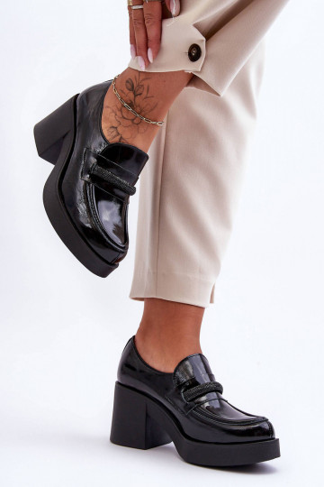Zapatos de cuero con tacones y adornos color negro Lemar Gelanor 2