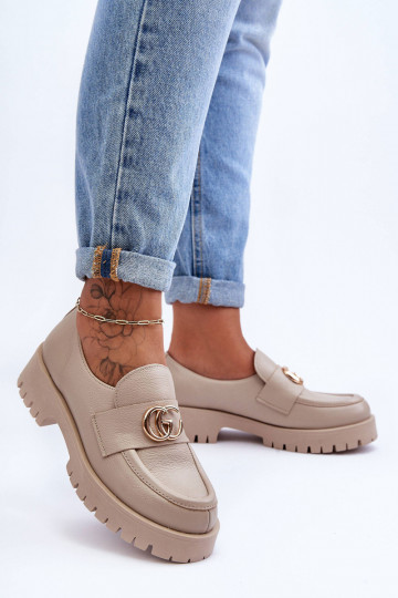 Zapatos de piel natural con adornos color arena Rosefalls