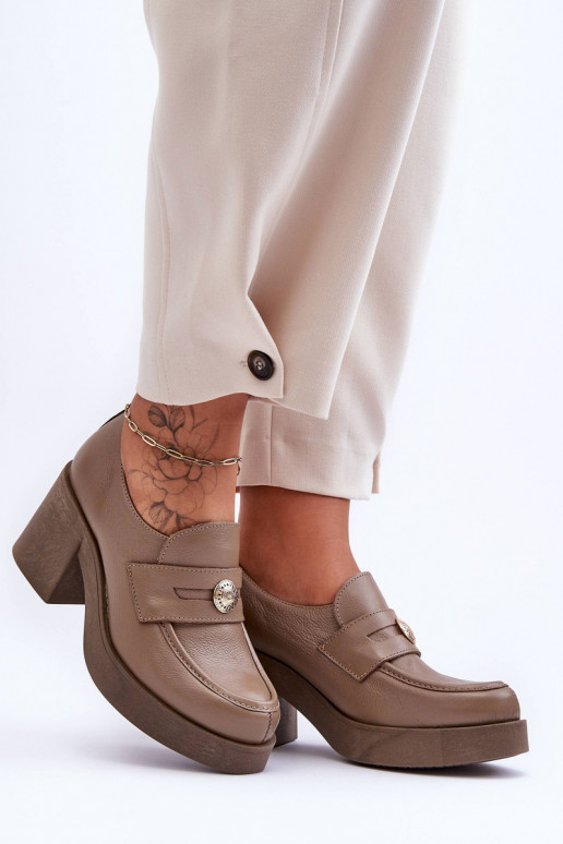 Piel zapatos Femenino con tacones beige Lemar Dunadia Piel zapatos Femenino con tacones beige Lemar Dunadia