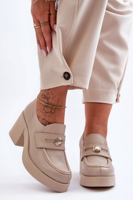 Piel zapatos Femenino con tacones beige Lemar Dunadia Piel zapatos Femenino con tacones beige Lemar Dunadia