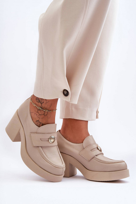 Piel zapatos Femenino con tacones beige Lemar Dunadia Piel zapatos Femenino con tacones beige Lemar Dunadia