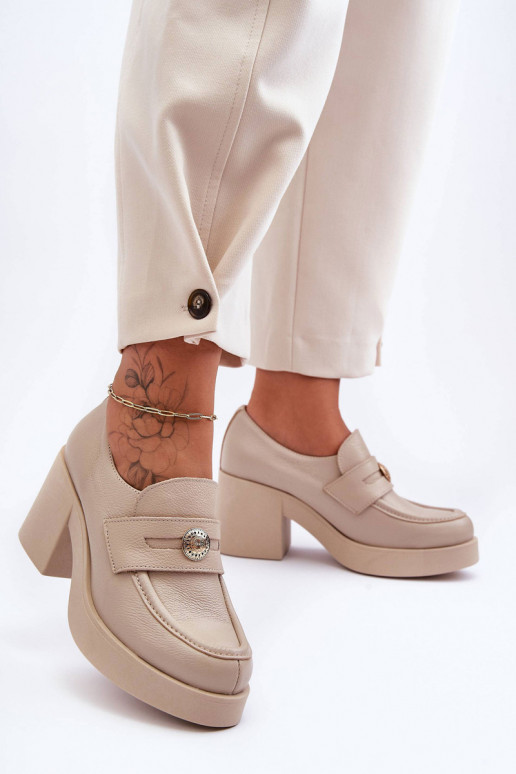 Piel zapatos Femenino con tacones beige Lemar Dunadia Piel zapatos Femenino con tacones beige Lemar Dunadia