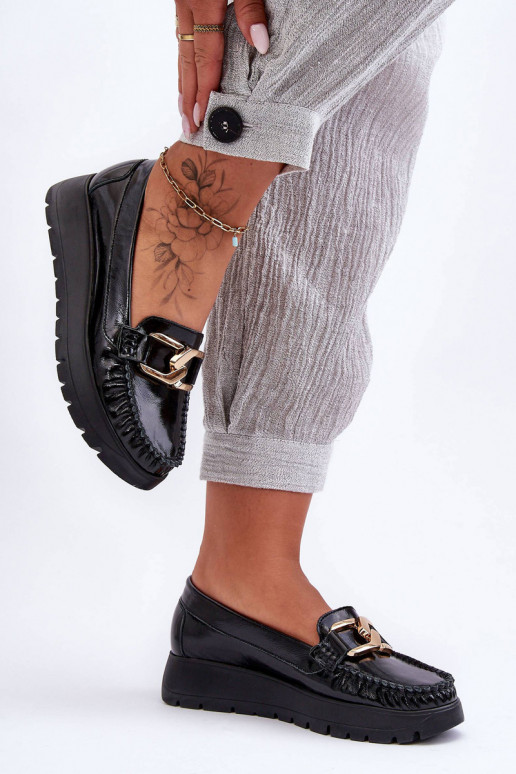 Piel Mocasines con una plataforma con adornos de color negro Lemar Desmond