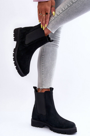 de gamuza botas con estilo de color negro Nicole 2672 2