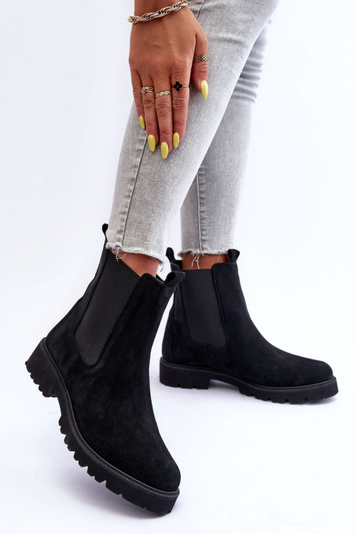 de gamuza botas con estilo de color negro Nicole 2672