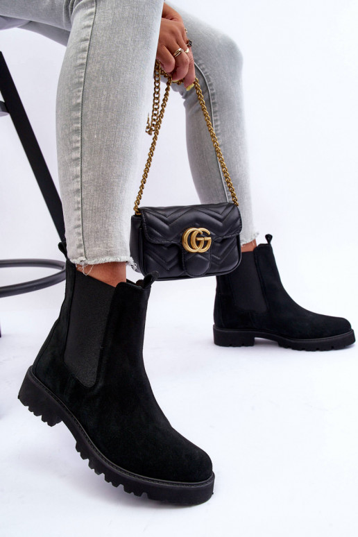 de gamuza botas con estilo de color negro Nicole 2672