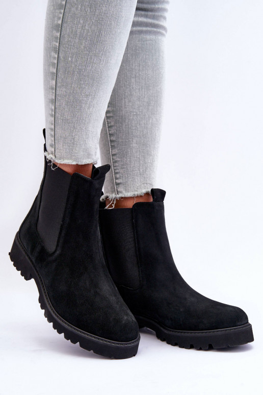 de gamuza botas con estilo de color negro Nicole 2672