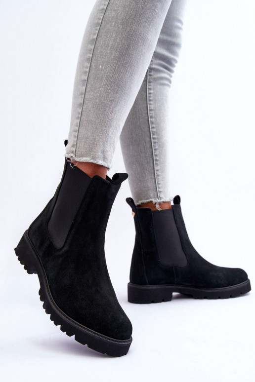 de gamuza botas con estilo de color negro Nicole 2672