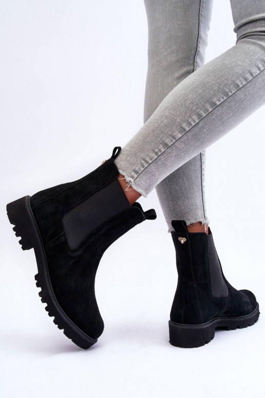 de gamuza botas con estilo de color negro Nicole 2672