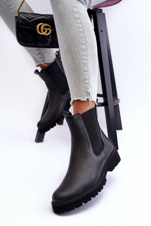 Piel botas con estilo de color negro Nicole 2672 Piel botas con estilo de color negro Nicole 2672