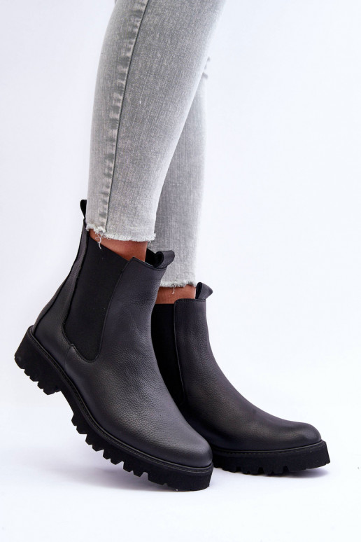 Piel botas con estilo de color negro Nicole 2672 Piel botas con estilo de color negro Nicole 2672