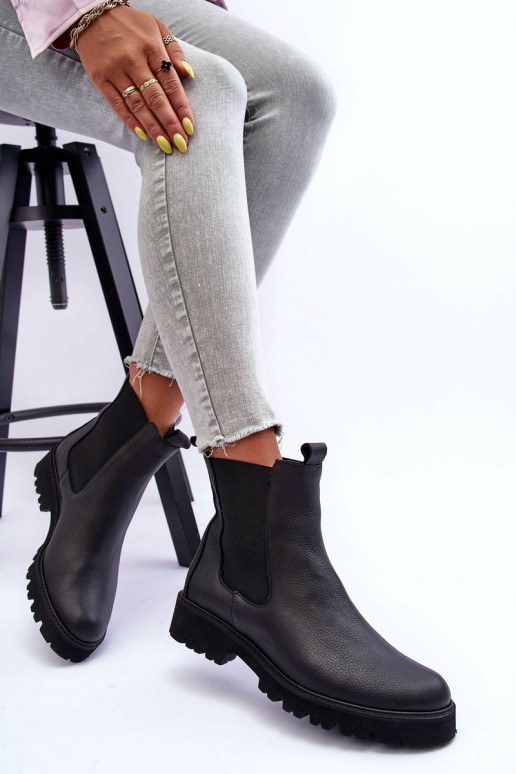 Piel botas con estilo de color negro Nicole 2672 Piel botas con estilo de color negro Nicole 2672