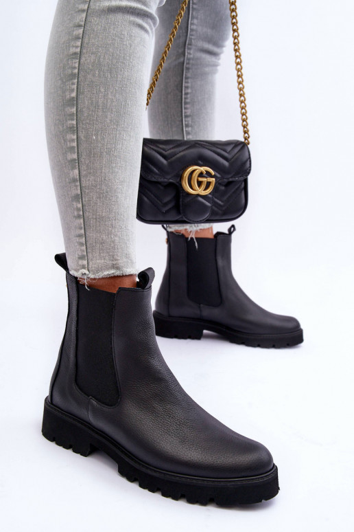 Piel botas con estilo de color negro Nicole 2672 Piel botas con estilo de color negro Nicole 2672