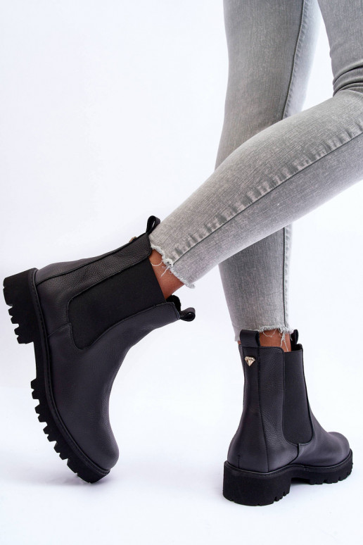 Piel botas con estilo de color negro Nicole 2672 Piel botas con estilo de color negro Nicole 2672