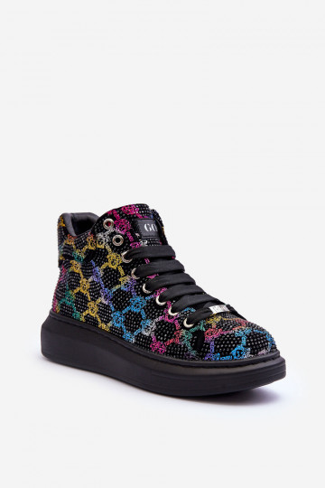 Zapatillas deportivas con plataforma y cristales de roca GOE MM2N4009 color negro 2