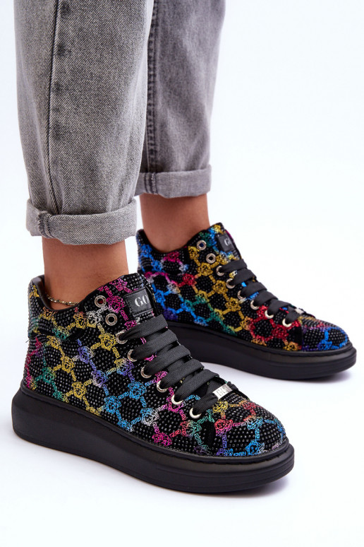 zapatillas con una plataforma cristal de montaña GOE MM2N4009 de color negro