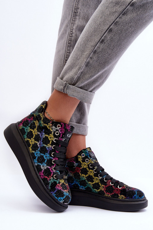 zapatillas con una plataforma cristal de montaña GOE MM2N4009 de color negro