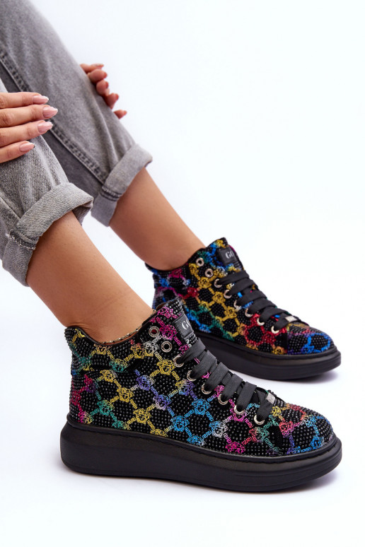 zapatillas con una plataforma cristal de montaña GOE MM2N4009 de color negro