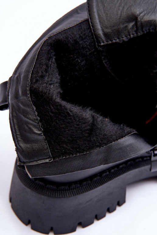 Piel botas con estilo con una plataforma de color negro Lemar Lisencca Piel botas con estilo con una plataforma de color negro Lemar Lisencca