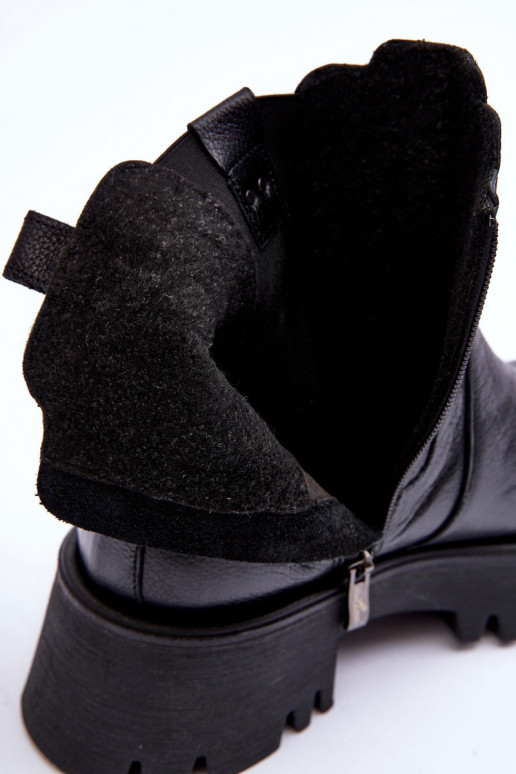 Piel botas con estilo con una plataforma de color negro Lemar Lisencca Piel botas con estilo con una plataforma de color negro Lemar Lisencca