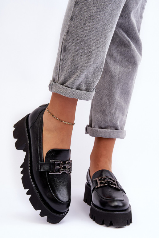 Femenino Piel zapatos Mocasines con adornos Laura Messi 2699 de color negro Femenino Piel zapatos Mocasines con adornos Laura Messi 2699 de color negro