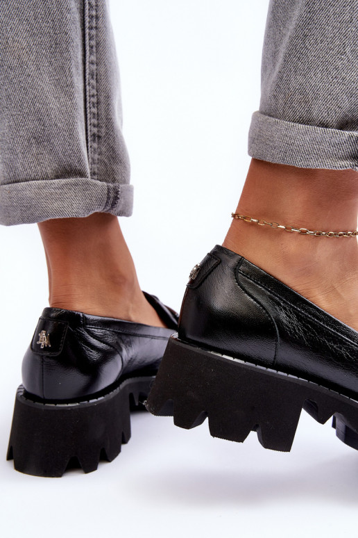 Femenino Piel zapatos Mocasines con adornos Laura Messi 2699 de color negro Femenino Piel zapatos Mocasines con adornos Laura Messi 2699 de color negro