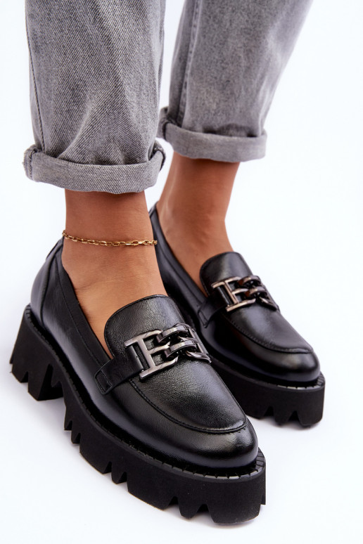 Femenino Piel zapatos Mocasines con adornos Laura Messi 2699 de color negro Femenino Piel zapatos Mocasines con adornos Laura Messi 2699 de color negro