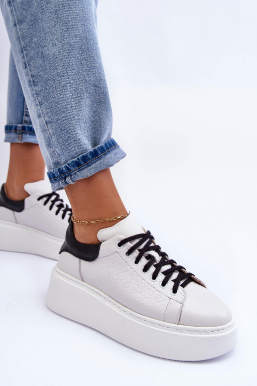 Femenino zapatillas Piel con una plataforma Blanco-de color negro Lemar 10150 Femenino zapatillas Piel con una plataforma Blanco-de color negro Lemar 10150