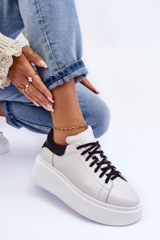 Femenino zapatillas Piel con una plataforma Blanco-de color negro Lemar 10150 Femenino zapatillas Piel con una plataforma Blanco-de color negro Lemar 10150