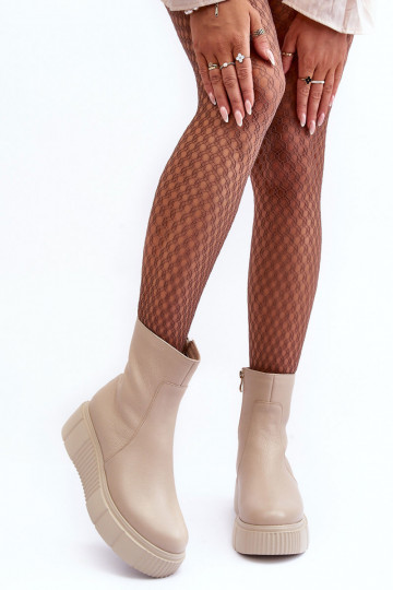 Botas de mujer con una plataforma beige Lemar Jenefer 2