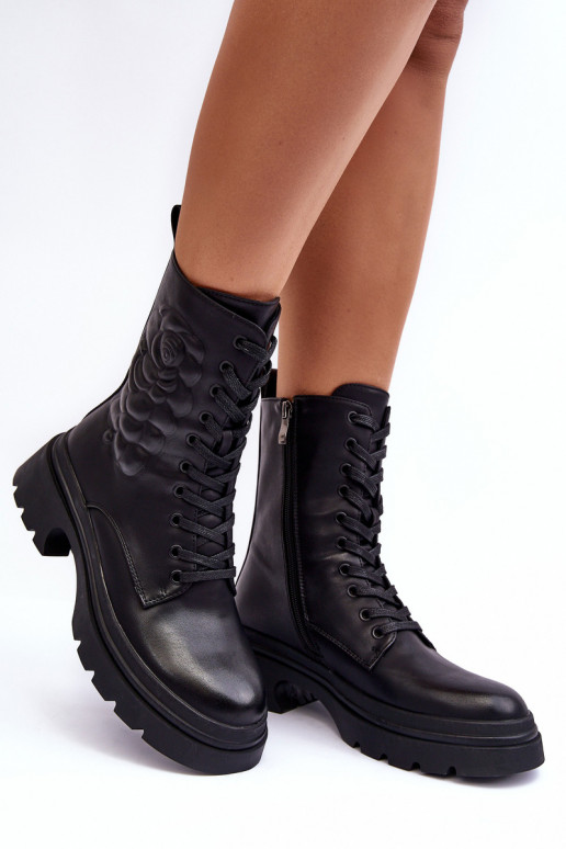 calentamiento Piel botas altas de montar Botas S.Barski MR870-25 de color negro