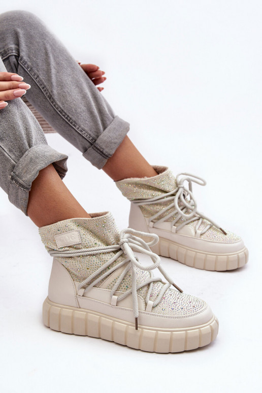 calentamiento Botas de nieve Decorado Con pedrería GOE MM2N4081 beige calentamiento Botas de nieve Decorado Con pedrería GOE MM2N4081 beige