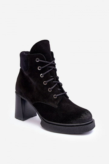 Botas de gamuza con cordones con tacones de color negro Lemar Flomes 2