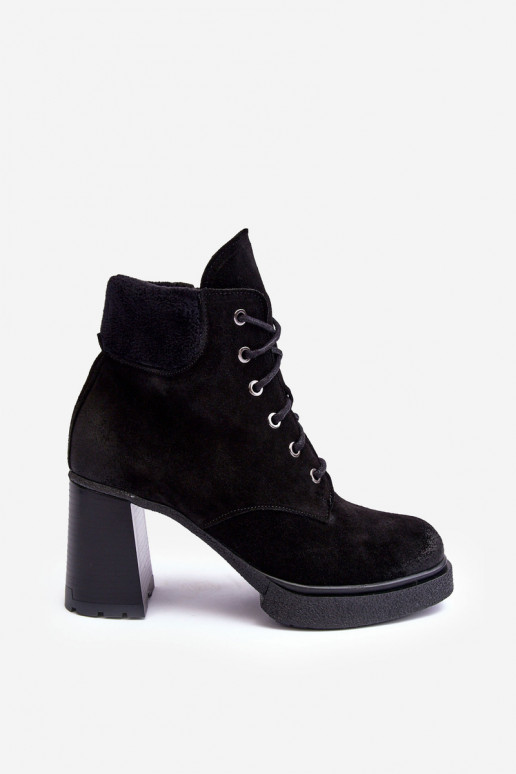 Botas de gamuza con cordones con tacones de color negro Lemar Flomes